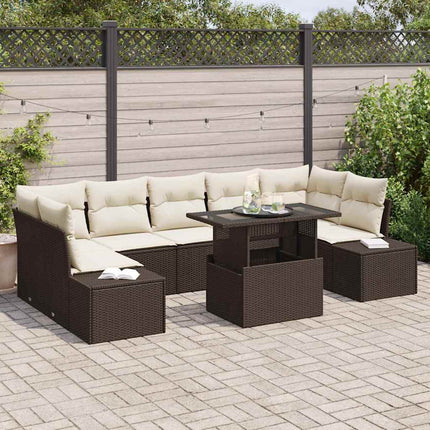 Havesofa Sæt med pude 8 pcs Brun og Creme