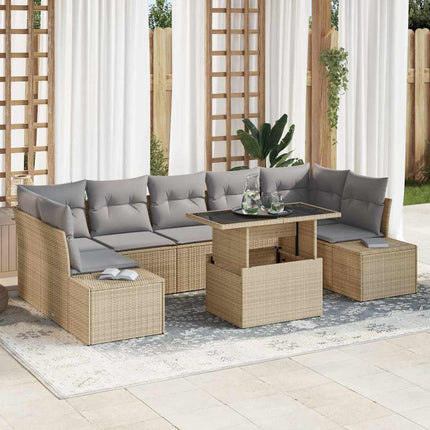 Havesofa Sæt med pude 8 pcs Beige og lys grå