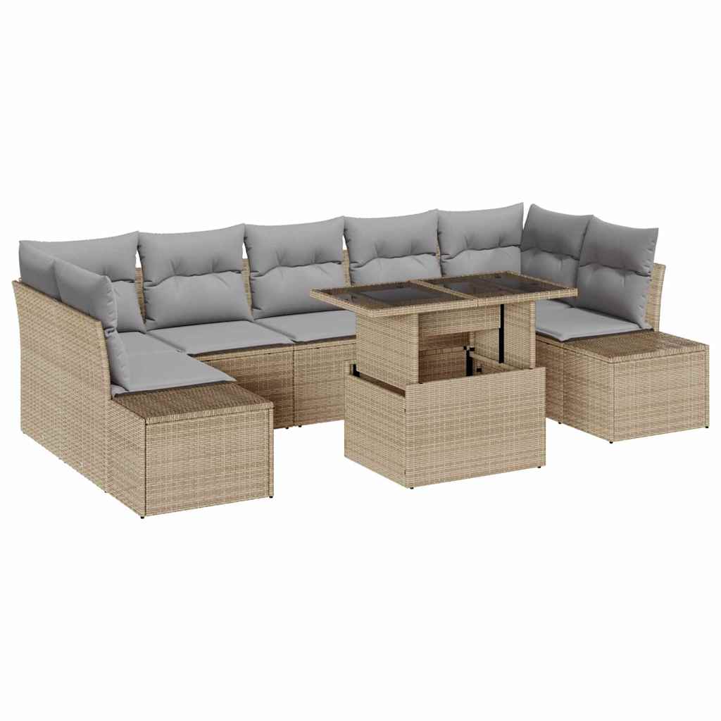 Havesofa Sæt med pude 8 pcs Beige og lys grå 100 x 55 x 73 cm