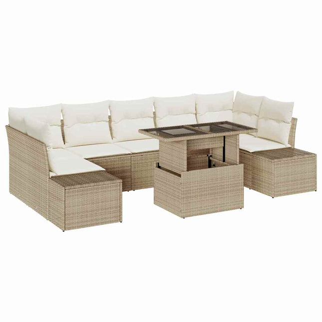 Havesofa Sæt med pude 8 pcs Beige og creme