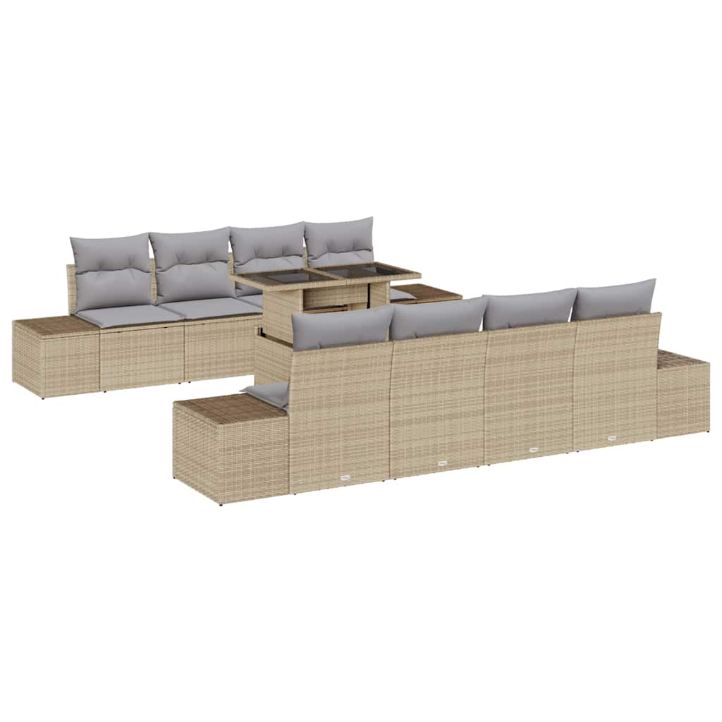 Havesofa Sæt med pude 7 pcs Beige og lys grå 100 x 55 x 73 cm