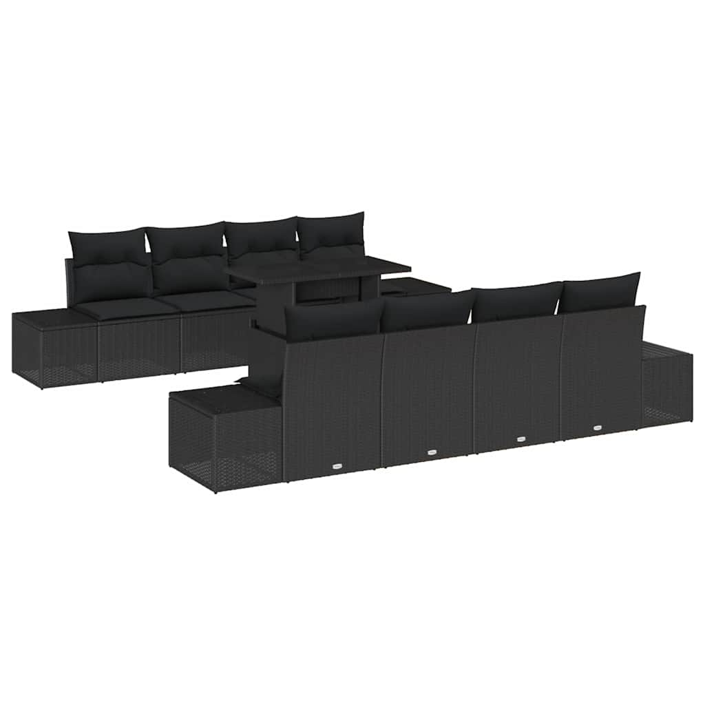 Havesofa Sæt med pude med pude 7 pcs Sort 100 x 55 x 73 cm