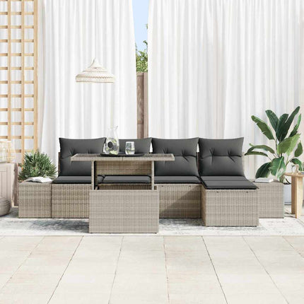 Havesofa Sæt 6 stk. Lysegrå polyrattan