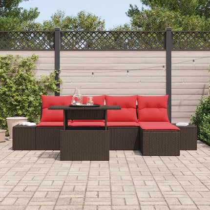 Havesofa Sæt 6 stk. Brun polyrattan