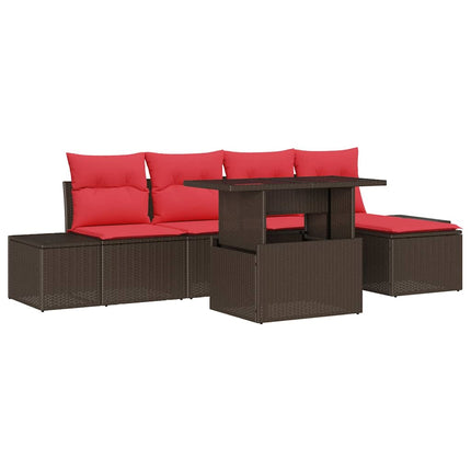 Havesofa Sæt 6 stk. Brun polyrattan