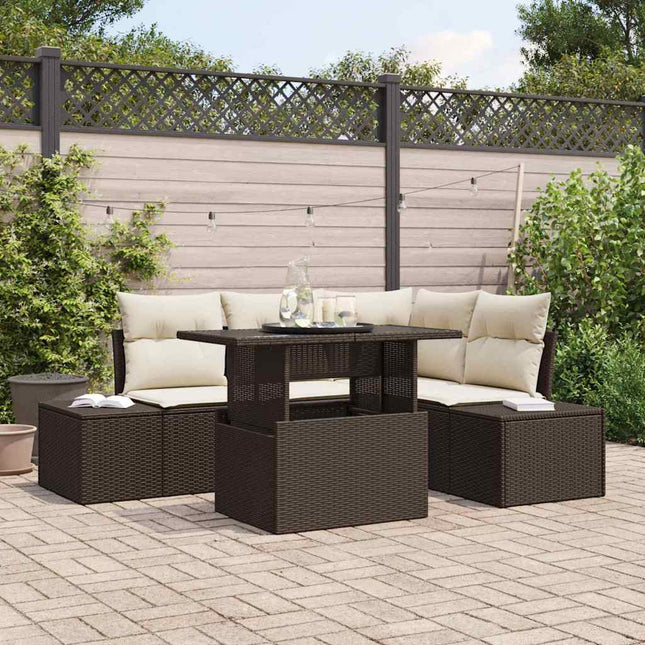 Havesofa Sæt 5 stk. Brun polyrattan