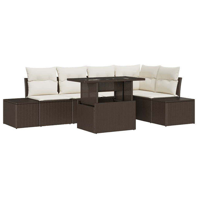 Havesofa Sæt 6 stk. Brun polyrattan