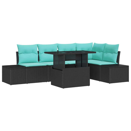 Havesofa Sæt 6 stk. Sort polyrattan