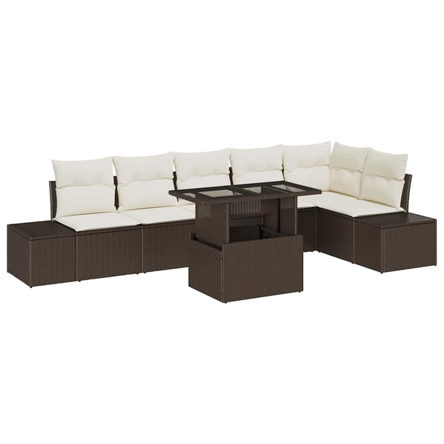 Havesofa Sæt 7 stk. Brun polyrattan
