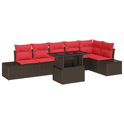 Havesofa Sæt 7 stk. Brun polyrattan