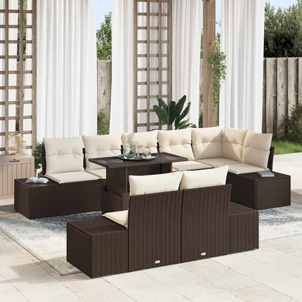 Havesofa Sæt 9 stk. Brun polyrattan