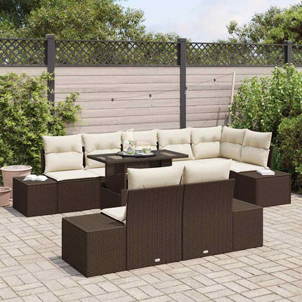 Havesofa Sæt 9 stk. Brun polyrattan