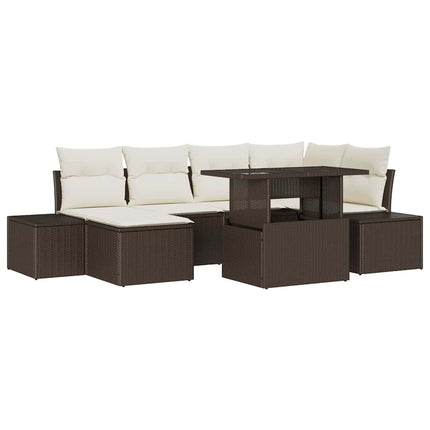 Havesofa Sæt 7 stk. Brun polyrattan