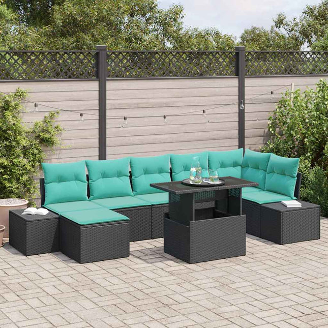 Havesofa Sæt 8 stk. Sort polyrattan