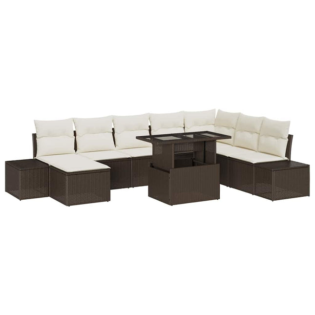 Havesofa Sæt 9 stk. Brun polyrattan
