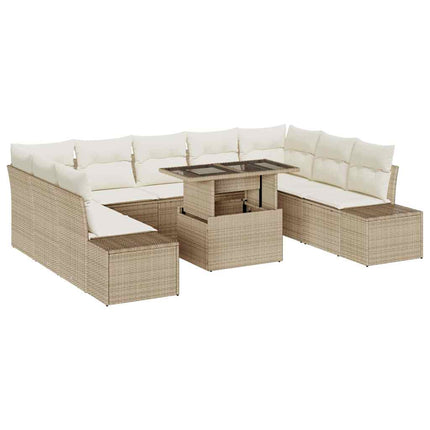 Havesofa Sæt 10 stk. Beige polyrattan