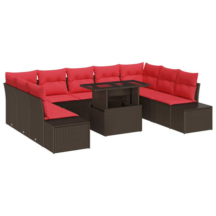 Havesofa Sæt 10 stk. Brun polyrattan