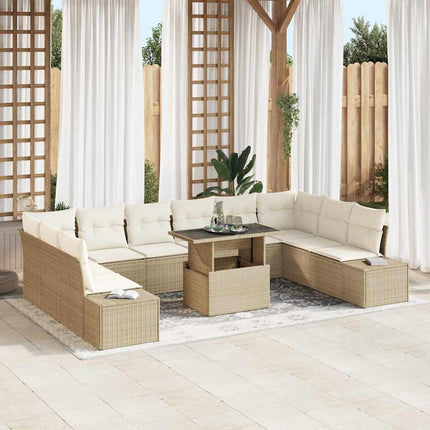 Havesofa Sæt 11 stk. Beige polyrattan