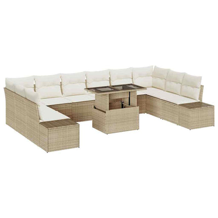 Havesofa Sæt 11 stk. Beige polyrattan