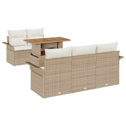 Havesofa Sæt 6 stk. Beige Poly rattan
