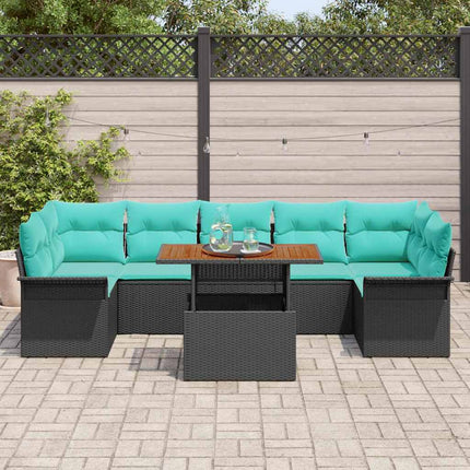 Havesofa Sæt 8 stk. Sort Poly rattan