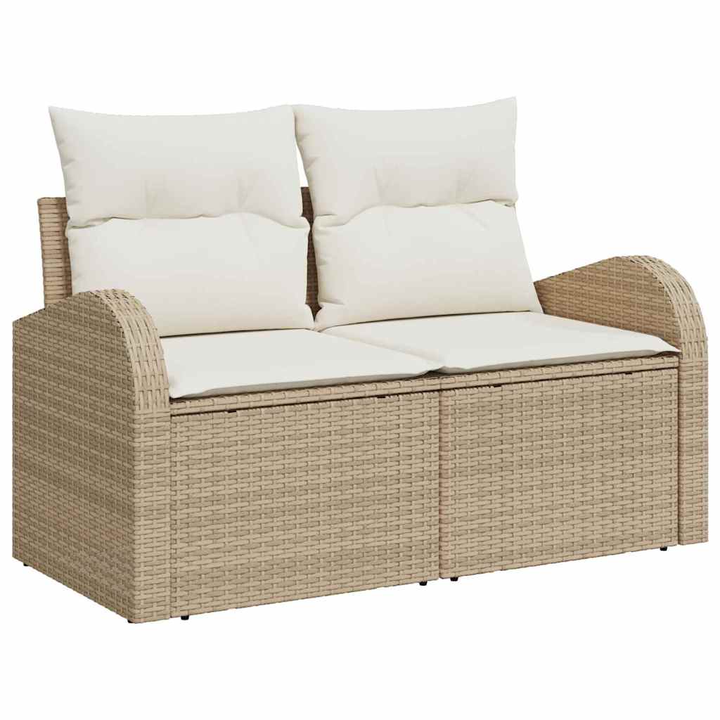 Havesofa Sæt med opbevaring 6 pcs Beige Poly rattan