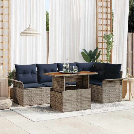 Havesofa Sæt med opbevaring 6 pcs Grå Poly rattan