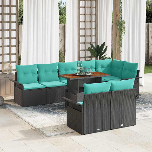 Havesofa Sæt med opbevaring 9 pcs Sort Poly rattan