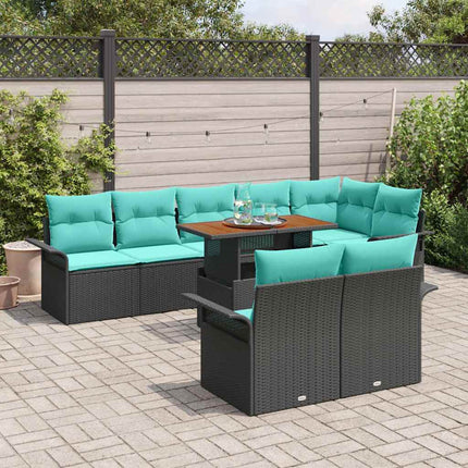 Havesofa Sæt 9 stk. Sort Poly rattan