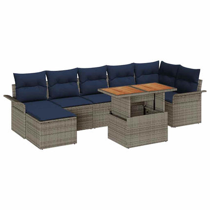 Havesofa Sæt med opbevaring 8 pcs Grå Poly rattan
