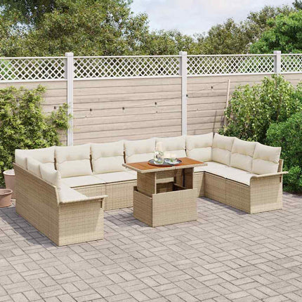 Havesofa Sæt 9 stk. Beige Poly rattan