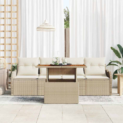Havesofa Sæt 5 stk. Beige polyrattan