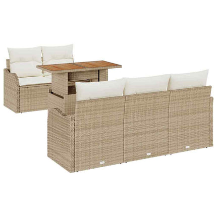 Havesofa Sæt 6 stk. Beige Poly rattan