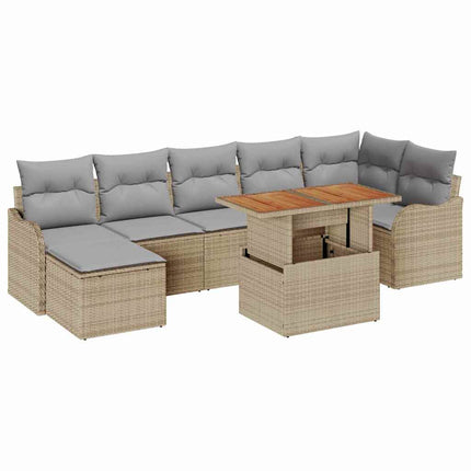 Havesofa Sæt med opbevaring 8 pcs Beige Poly rattan