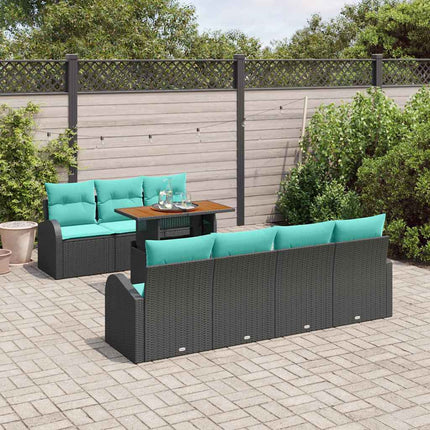 Havesofa Sæt med opbevaring 8 pcs Sort Poly rattan