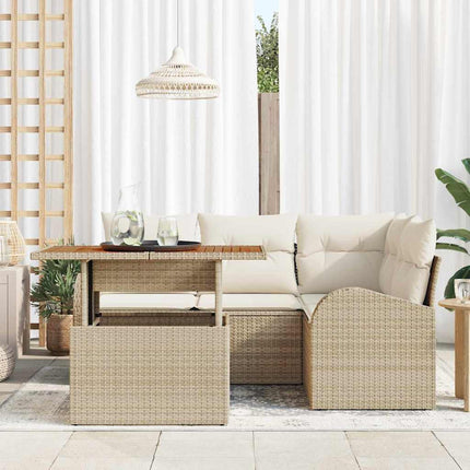 Havesofa Sæt 5 stk. Beige Poly rattan