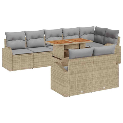 Havesofa Sæt med opbevaring 9 pcs Beige Poly rattan
