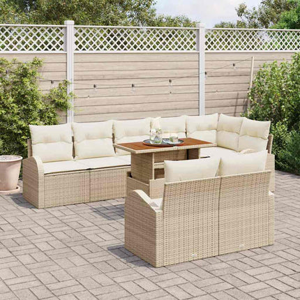 Havesofa Sæt 9 stk. Beige Poly rattan