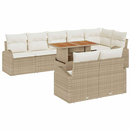 Havesofa Sæt 9 stk. Beige Poly rattan