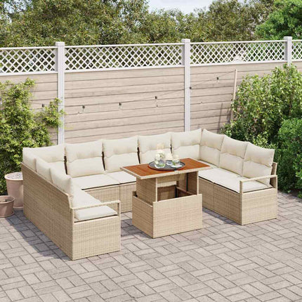 Havesofa Sæt 10 stk. Beige Poly rattan