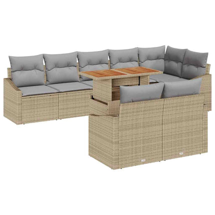 Havesofa Sæt med opbevaring 9 pcs Beige Poly rattan