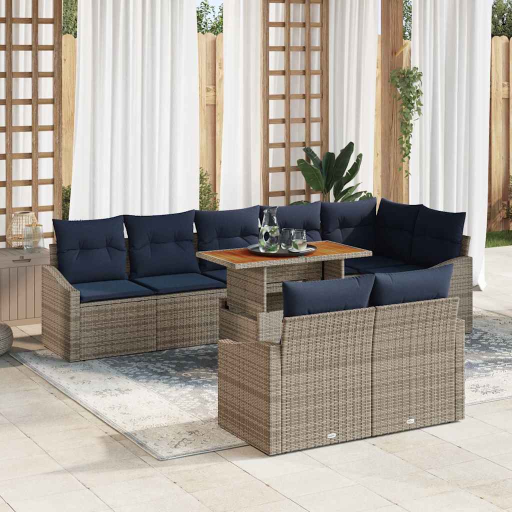 Havesofa Sæt med opbevaring 9 pcs Grå Poly rattan