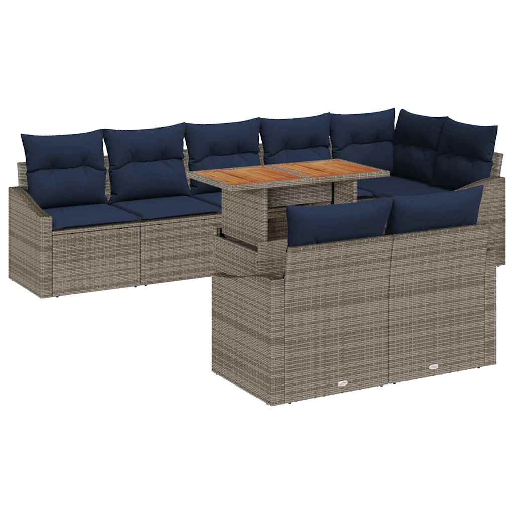 Havesofa Sæt med opbevaring 9 pcs Grå Poly rattan