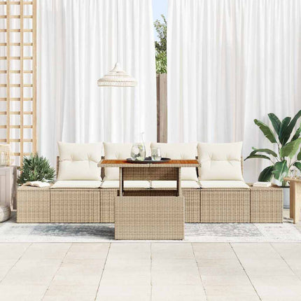 Havesofa Sæt 5 stk. Beige Poly rattan