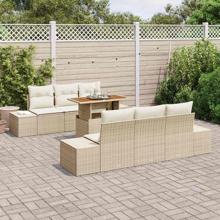 Havesofa Sæt 7 stk. Beige Poly rattan