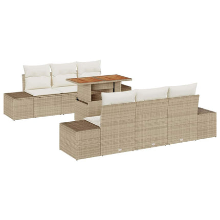 Havesofa Sæt 7 stk. Beige Poly rattan