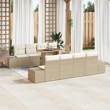 Havesofa Sæt 9 stk. Beige Poly rattan