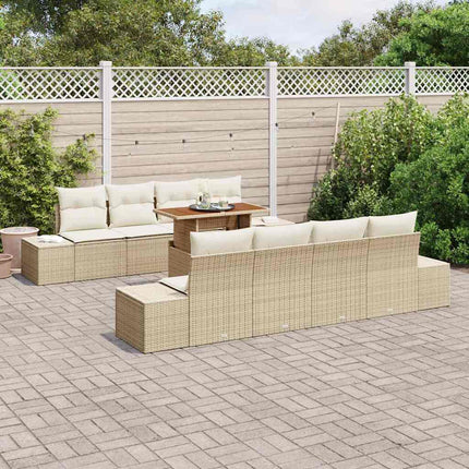 Havesofa Sæt 9 stk. Beige Poly rattan