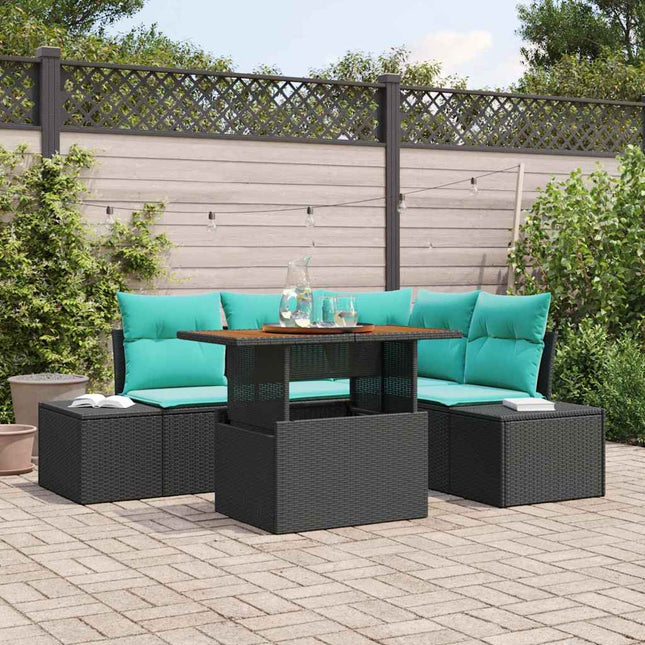 Havemøbel Sæt 5 stk. Sort Polyrattan