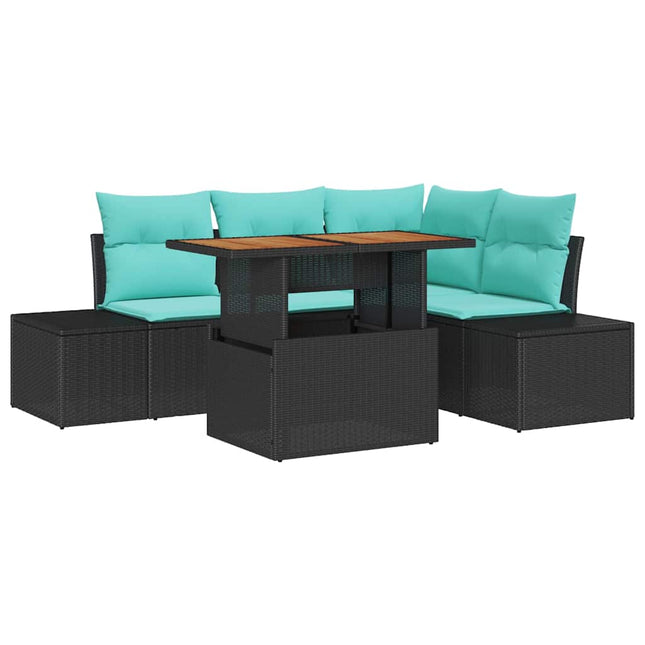 Havemøbel Sæt 5 stk. Sort Polyrattan